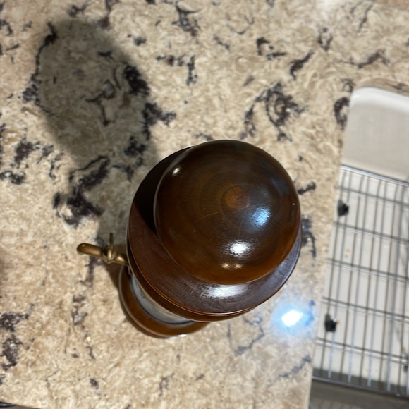 Vintage Bar Bottle Dispenser Wine Liquor VINO Decanter Glass Wood Spigot WORKS - Picture 8 of 16